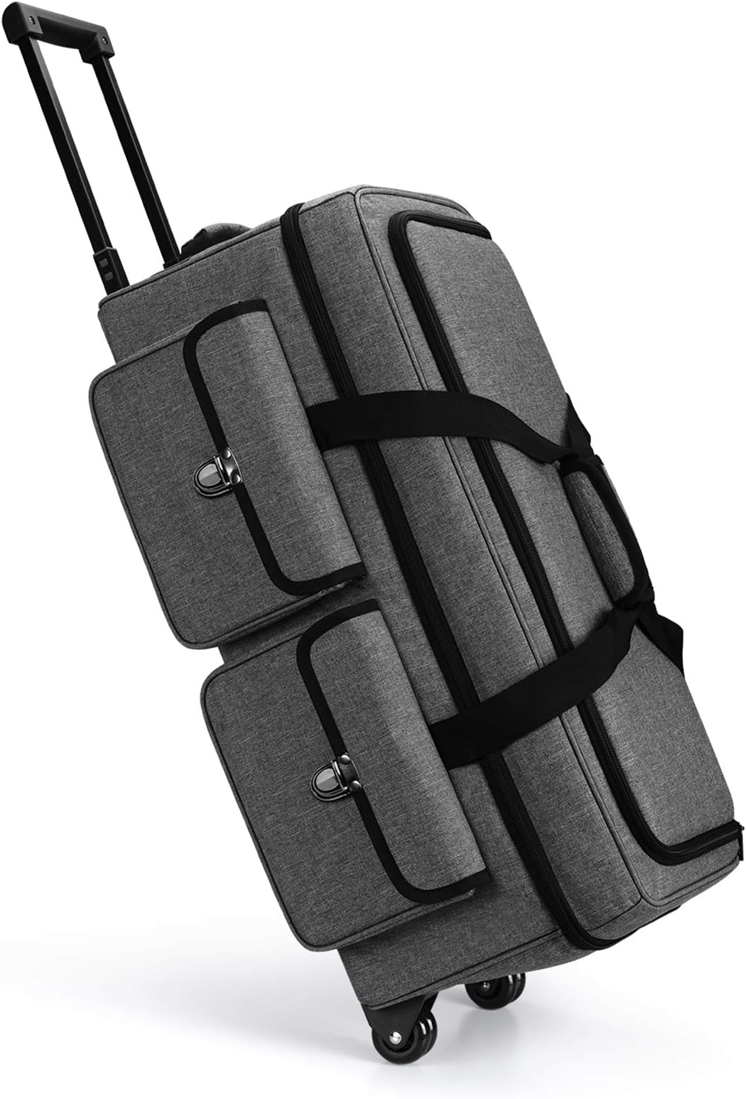 Rolling Craft Tote Bag with Wheels Compatible for Cricut Maker 4, Maker 3, Explore 5, Explore 4, Explore 3, Cameo 4/5, Double-Layer Carrying Case for Die Cut Machine and Supplies, Gray(Patented)