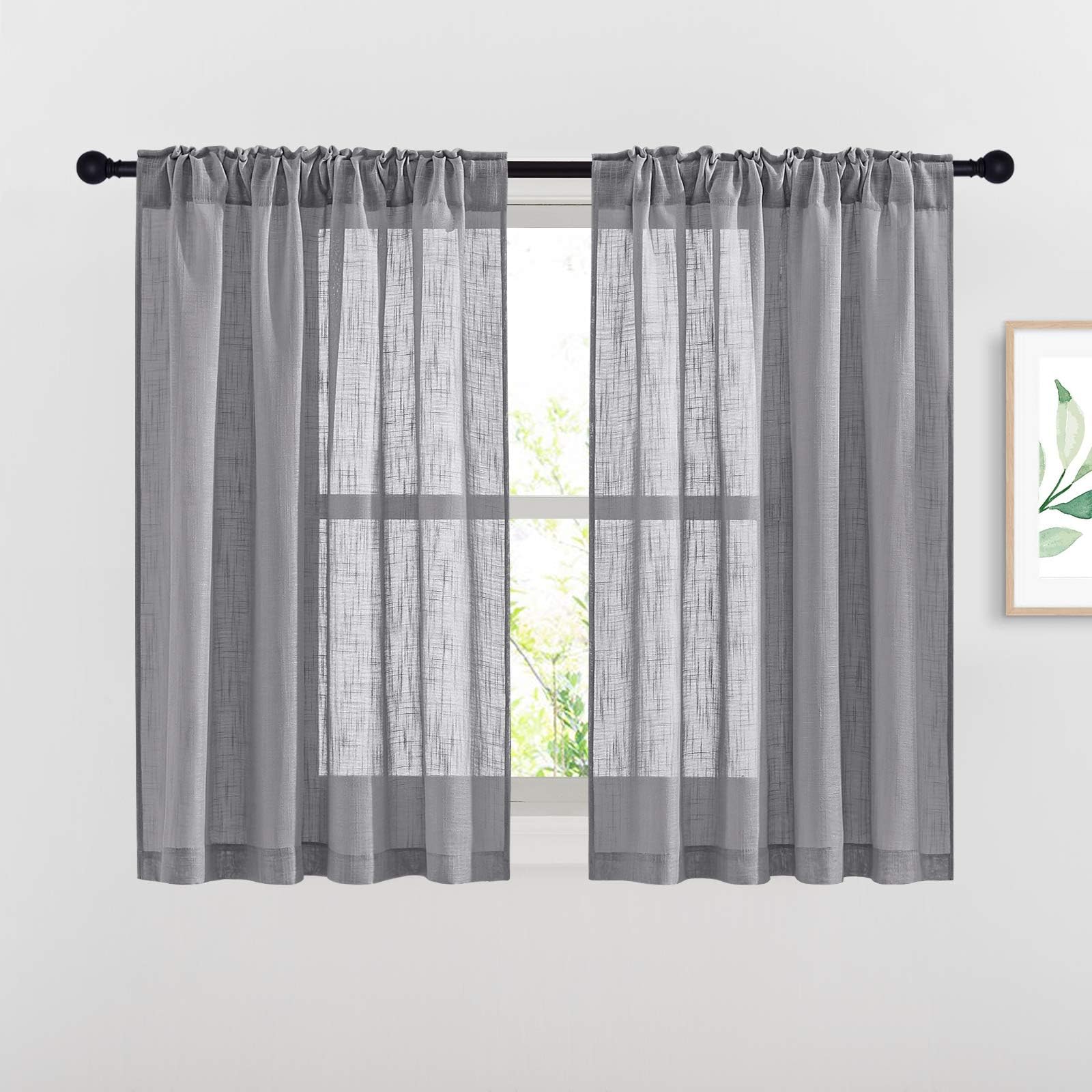 Rideaux de fenêtre de salle de bain aspect lin pour une ambiance spa apaisante