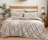 Vista 11 de SLEEPBELLA Funda de edredón tamaño Queen, 600 hilos de algodón reversible con ramas grises y flores amarillas (tamaño Queen, hojas blancas)