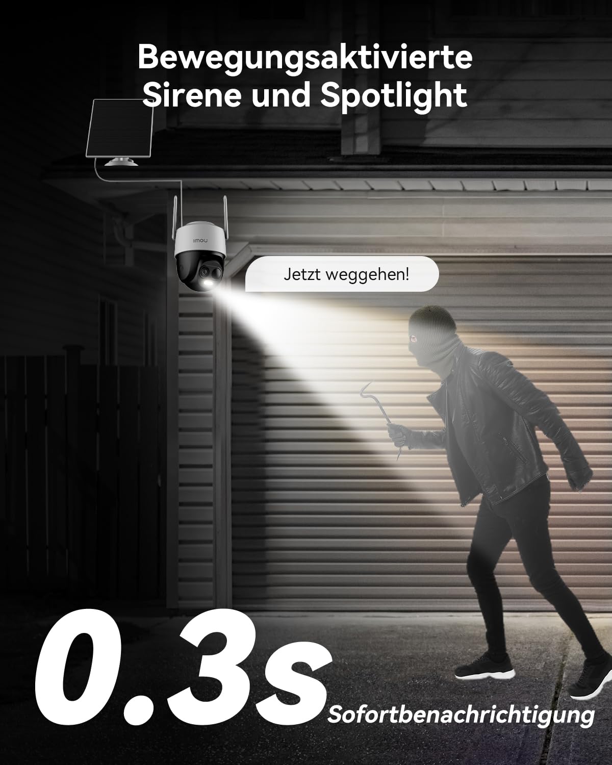Imou 2K Solar Überwachungskamera Aussen Akku mit AI Personen-/Fahrzeugerkennung, 360° PTZ WLAN IP Kamera Outdoor Kabellos, Farbnachtsicht, 2-Wege-Audio, Sirene, Privatmodus, IP65, Kompatibel mit Alexa