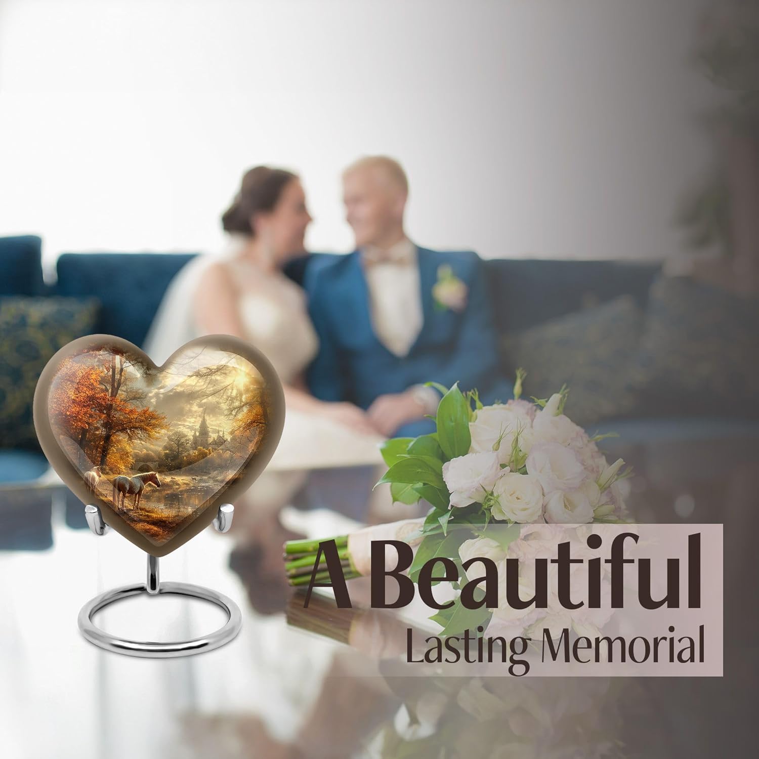 Horse Urn - Heart Urns for Human Ashes - Urns for Adult Female - Companion Urn - Cremation Urns for Human Ashes Adult Female - (Size - 3 inch Pack of 1)