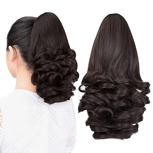 Extensión de cola de caballo, extensiones de cabello con clip de garra de 12 pulgadas, extensiones de cabello corto rizado, extensión de cola de