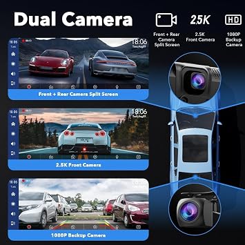 LAMTTO 9.26 Wireless Carplay and Android Auto with 2.5K Dash Cam, 1080P Backup Camera, Portable Touchscreen GPS Navigation for Car, Car Stereo Receiver with Bluetooth,AirPlay,AUX,FM,Googel,Siri