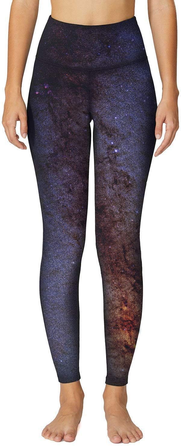 O2YO Women's Capri Unique Cluster Galaxy Stars Print Pants Series - Compression Leggings