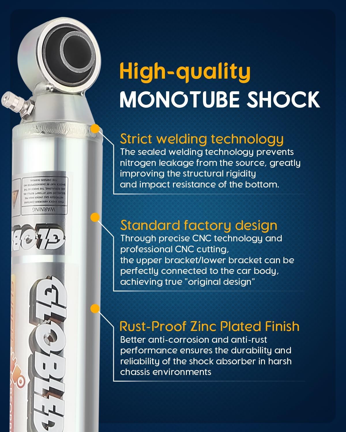 Monotube Gas Shock Front Heavy Duty Shock Absorber Compatible with Dodge Ram,Ford F250 Super Duty, Ford F350 Super Duty with 0-2.5" Lifted/Leveled Trucks – 2PCS,Front Shocks Pair Trailer