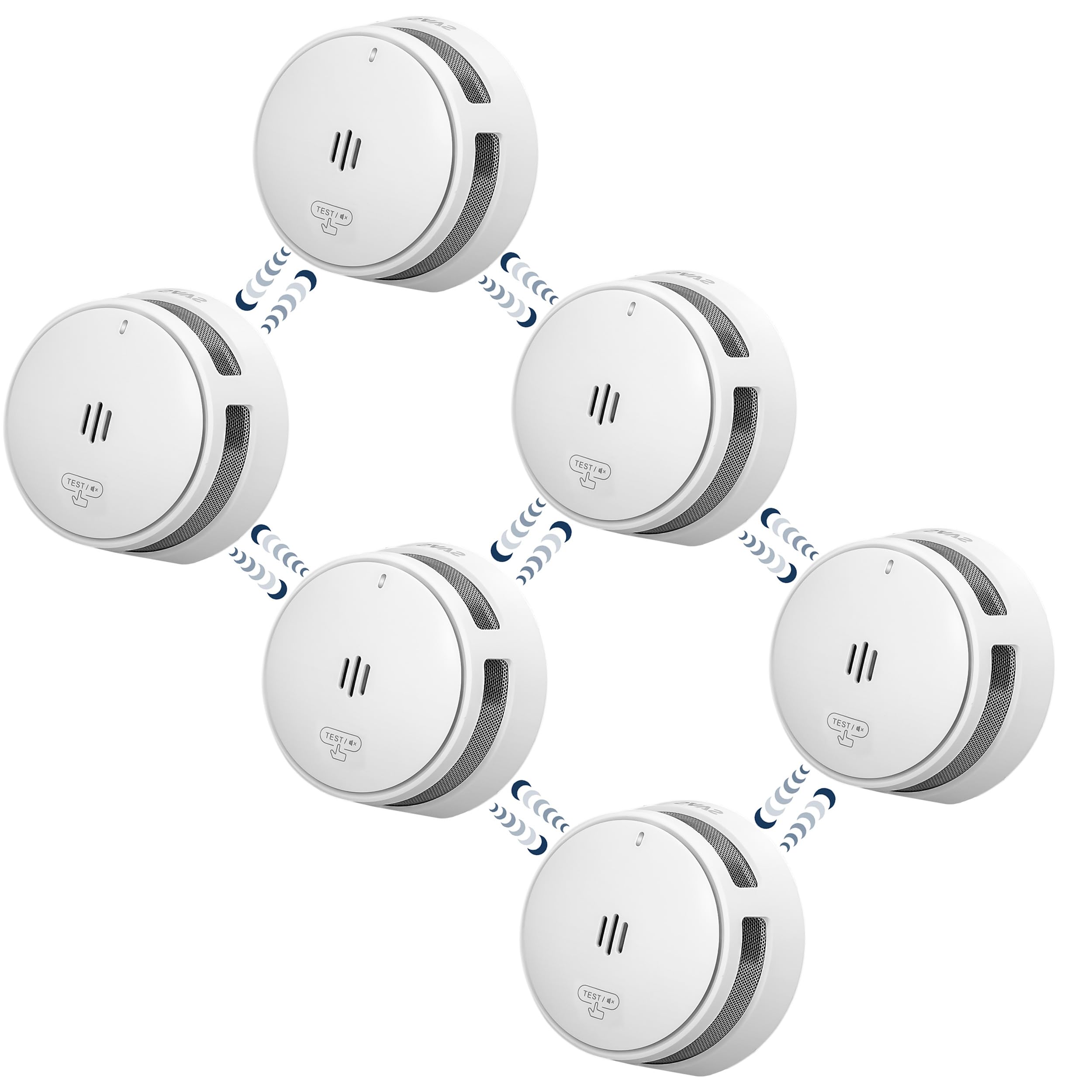 SAVS S10-W Funkvernetzter Rauchmelder - RF Rauchwarnmelder Vernetzt - 10 Jahre Batterie - Feuermelder mit Dualer Optischer Sensor – Funkrauchmelder - Optional WLAN – Weiß - 6er Set | 6er Set funkvernetzter Rauchwarnmelder mit 10-Jahres-Batterie, RF-Vernet
