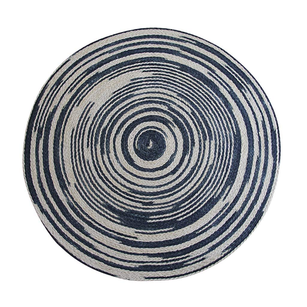 Tapis 100% fibre de ronde anti-glisse bleu pour salon
