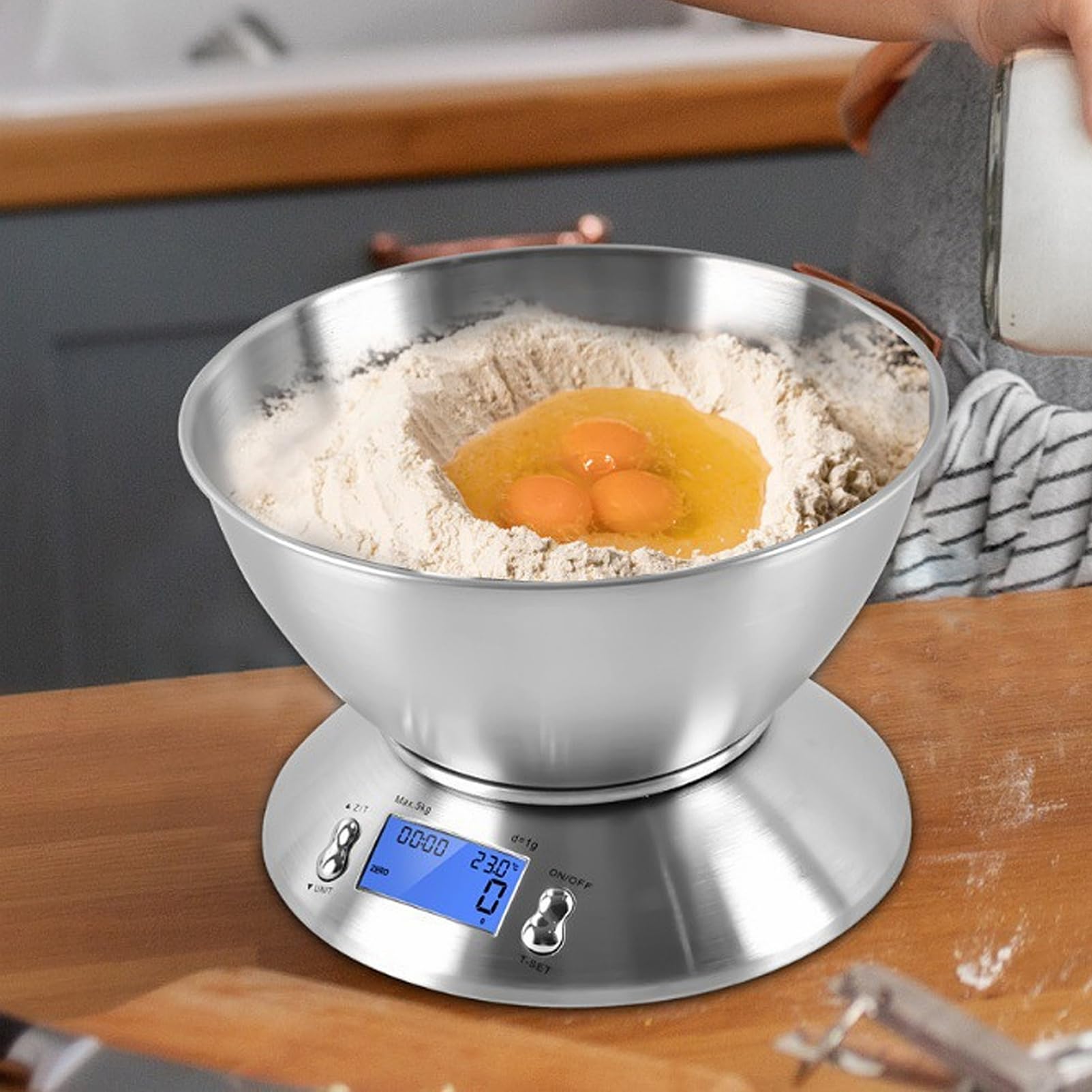 Zerodeko 1 Juego Báscula de Cocina Digital Inoxidable de Precisa Diseño Alta Capacidad para Ingredientes para Uso Doméstico y Profesional