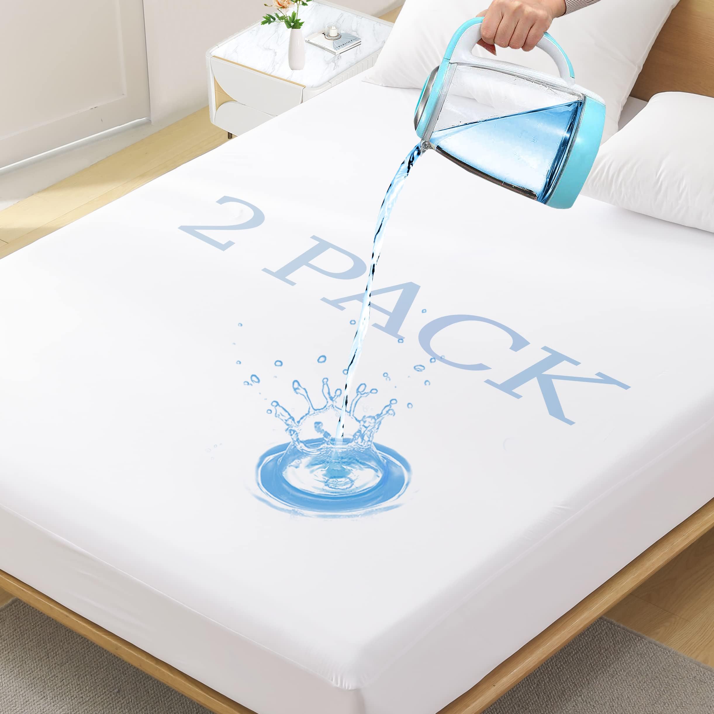 Softhour 2-Pack Twin XL Mattress Protector, Breathable Water-Resistant Bed Cover, Noiseless 16-Inch Deep Pocket Fitted Pad