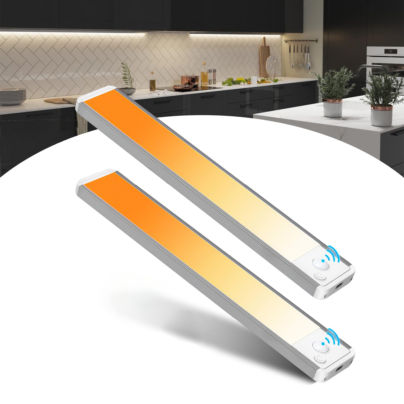GWULC Luce LED Sottopensile Cucina Lampade LED Sottopensili 20CM Magnetiche a Batteria Sensore Movimento Armadio Ricaricabile USB Senza Fili Illuminazione Interno per Armadi e Schrank