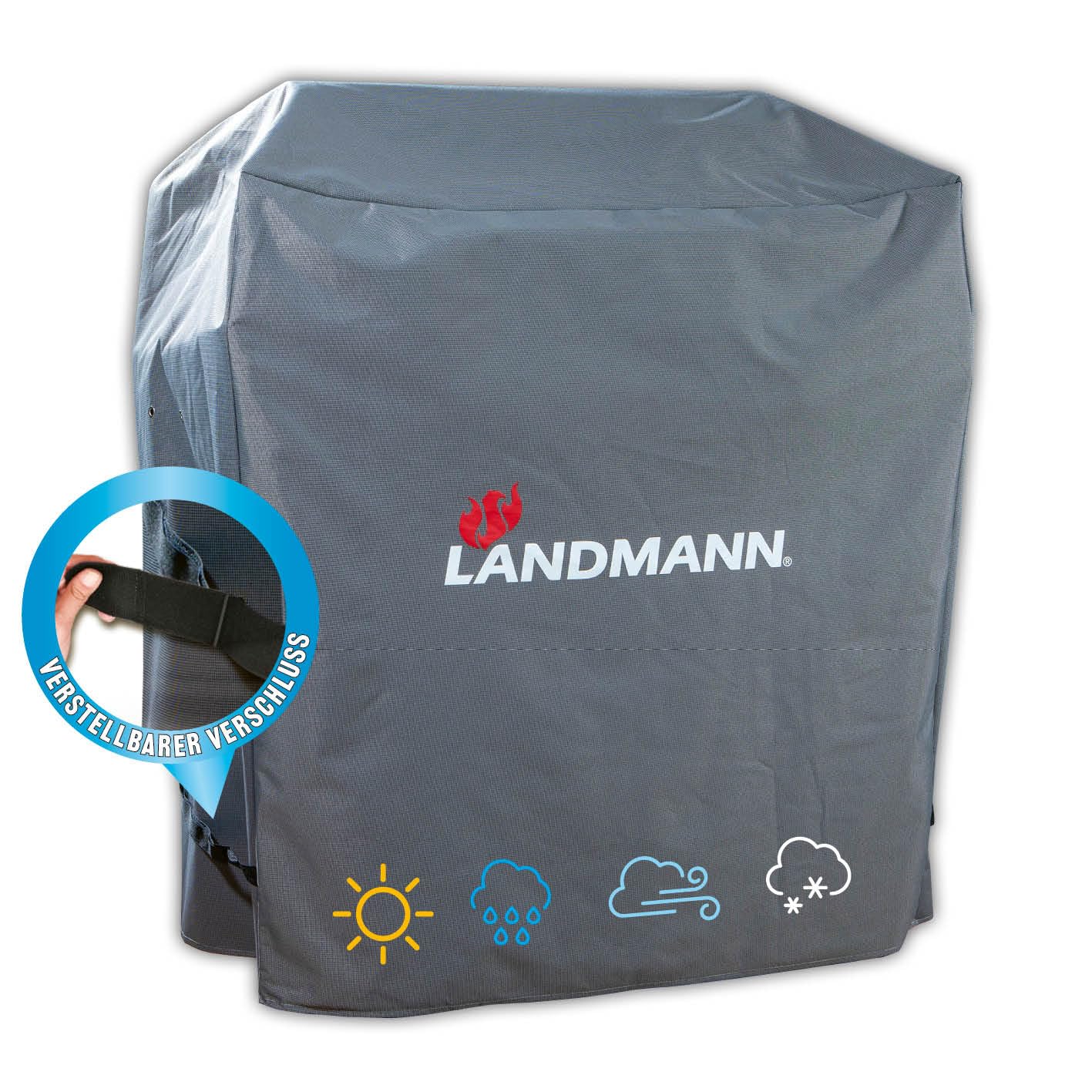 Landmann Premium Wetterschutzhaube | Aus robustem Polyestergewebe & Wasserdicht | UV-beständig, Atmungsaktiv & Kältebeständig | Geeignet für den Grillchef Gasbräter Profi 4 BR [60 x 96 x 120 cm]
