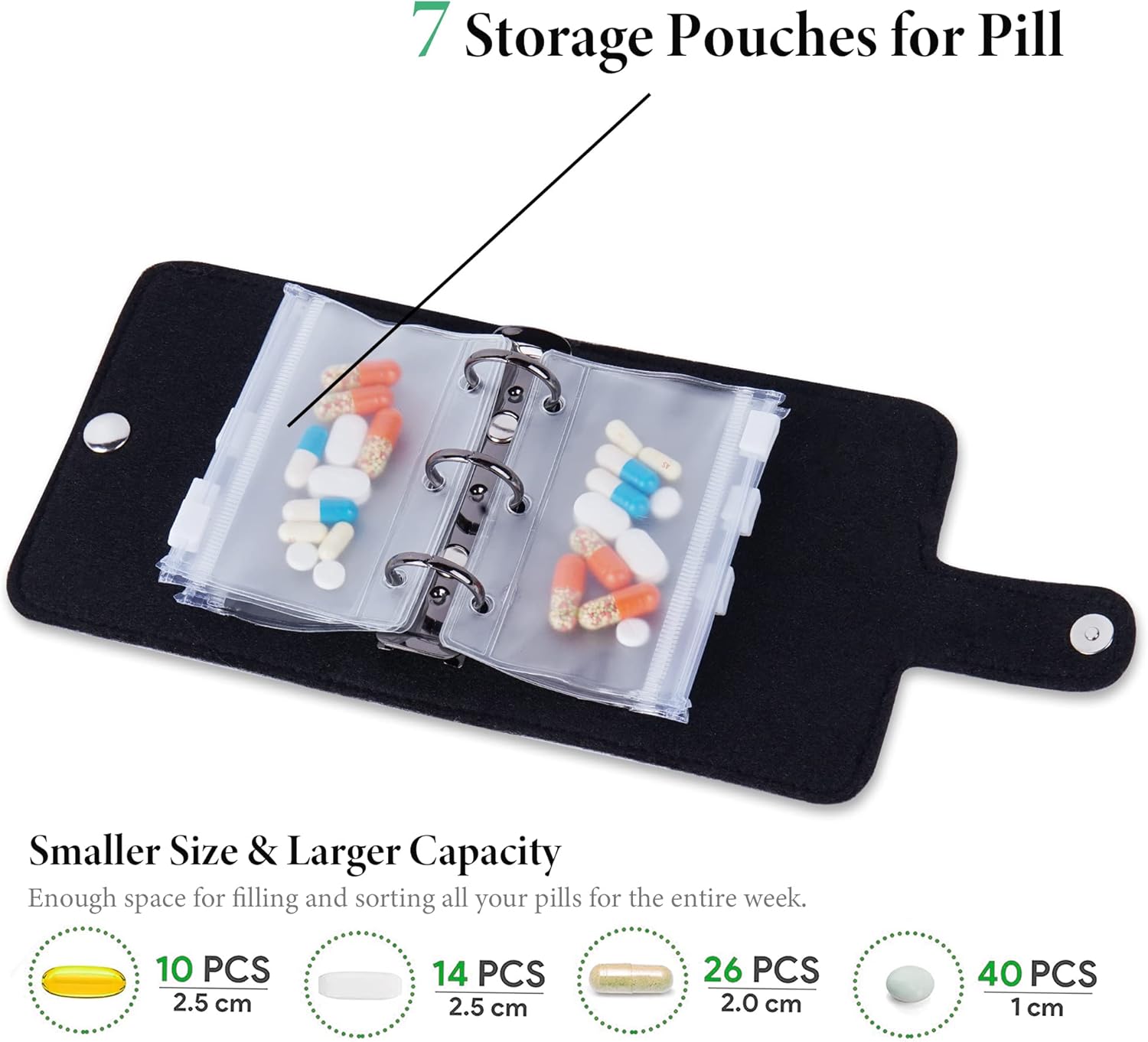 Hennaja Pill Organizer,Pill Pouches Clear Plastic Pill Bags Self Sealing Travel Medicine Organizer Storage(1-Carving Gold) - Image 4