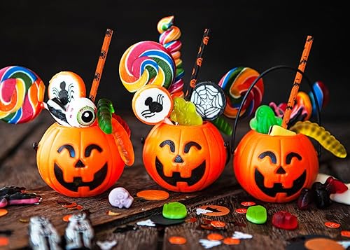 Miniatura 7 de Pajitas de papel para Halloween, diseño de ángel penta, 50 unidades, calabaza, murciélago, araña, casada, cráneo, sorbete para niños, Halloween,