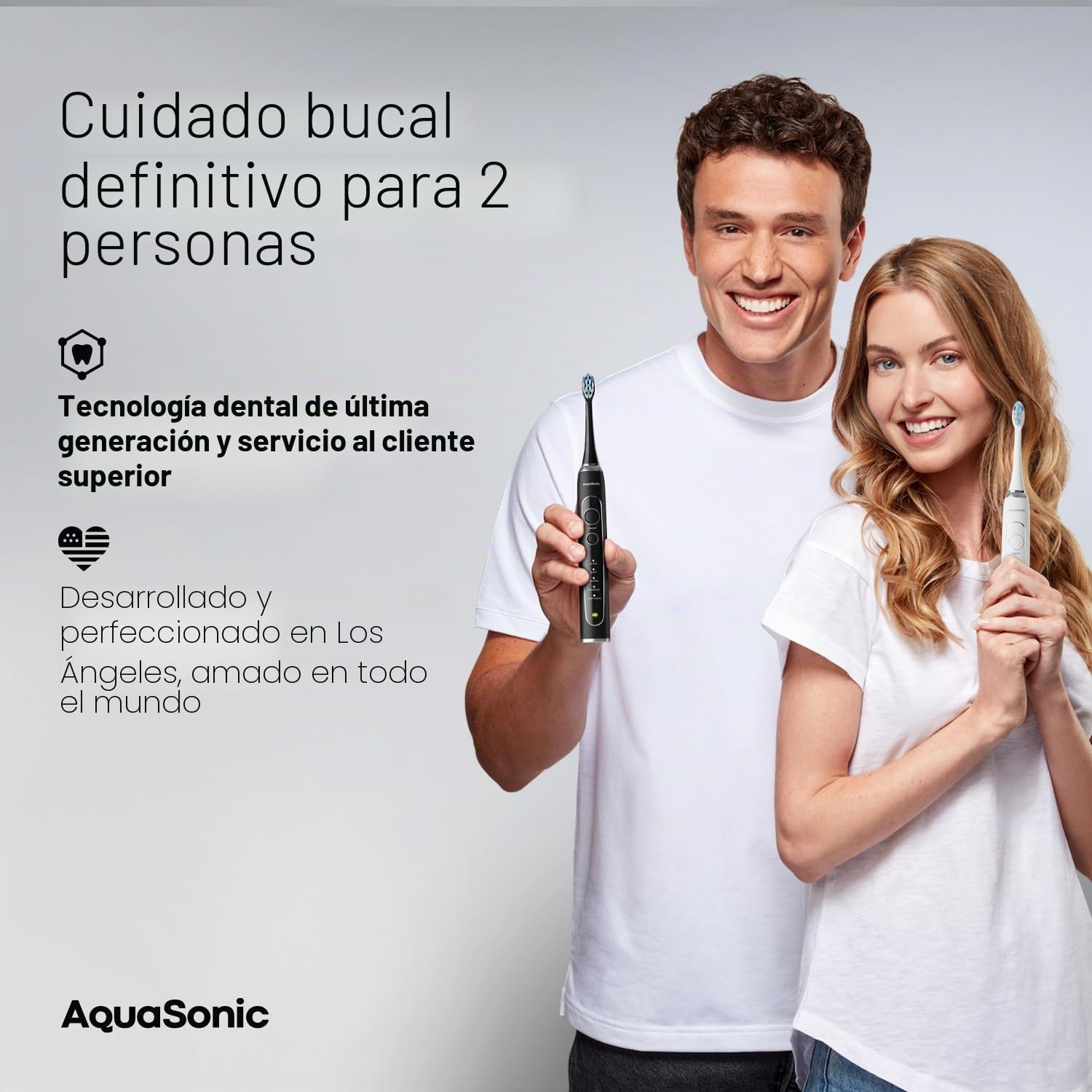AquaSonic Duo PRO,Sanitización UV y base de carga inalámbrica,10 cabezales de cepillo ProFlex y 2 estuches de viaje