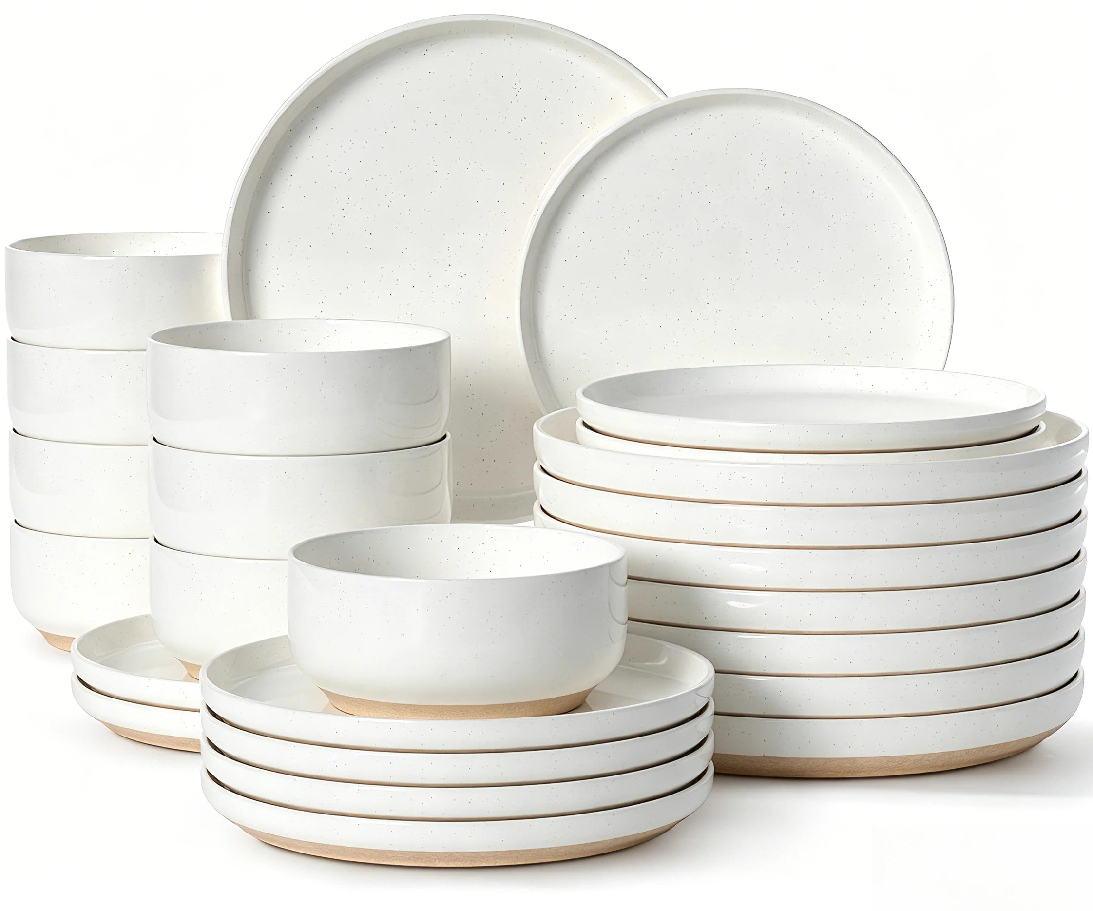 Umite Chef 24-Piece Stoneware Dinnerware Set for 8, Plates and Bowls Set