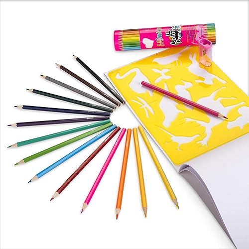 Miniatura 8 de Kit de plantillas de dibujo para niños, juego de 60 piezas de arte con más de 370 formas, bloc de bocetos y lápices de colores para manualidades y