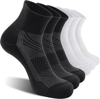 CS CELERSPORT 6 Pack Men's Ankle Socks with Cushion, Sport Athletic Running Socks