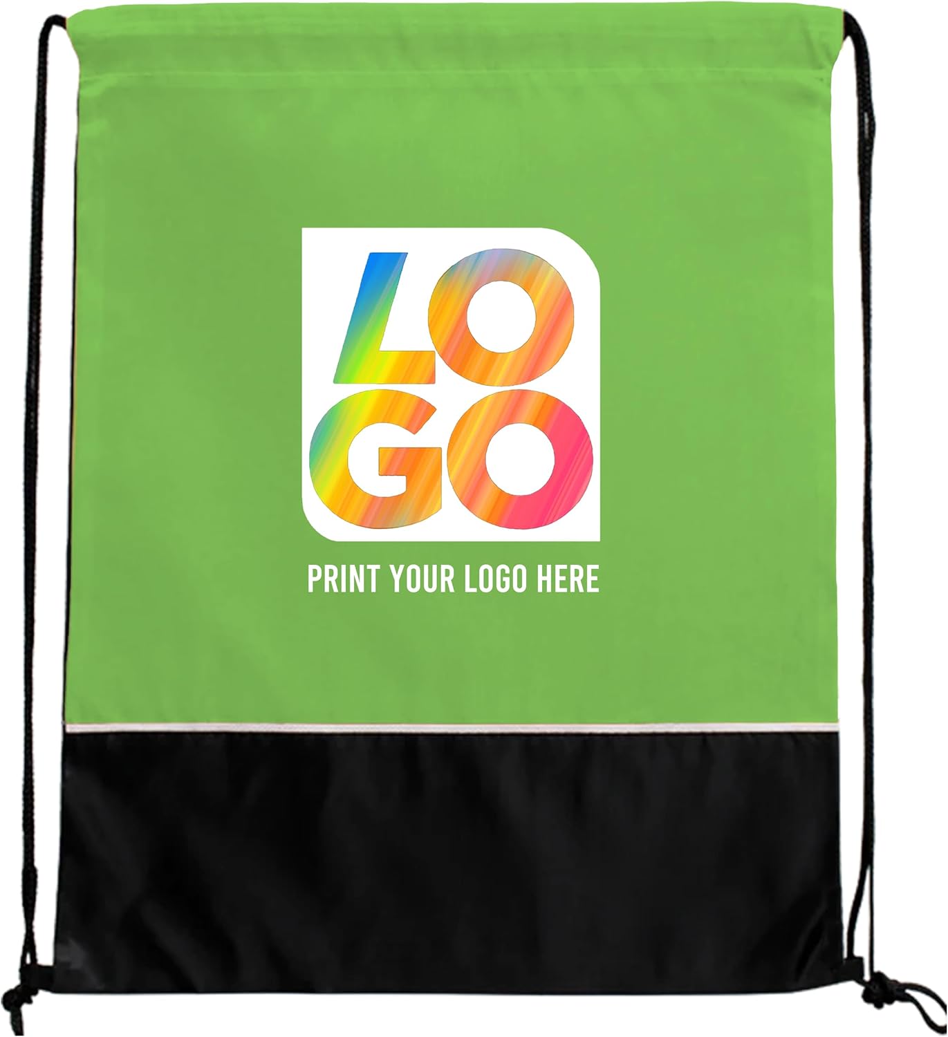 USMG Two Tone Classic Drawstring Tote Bags with Full Color Imprint for Marketing & Events