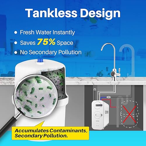 Miniatura 6 de ICEPURE Sistema de ósmosis inversa debajo del fregadero, 600 GPD, 1.5:1 puro para drenar, reducción TDS, grifo inteligente, lectura TDS en tiempo