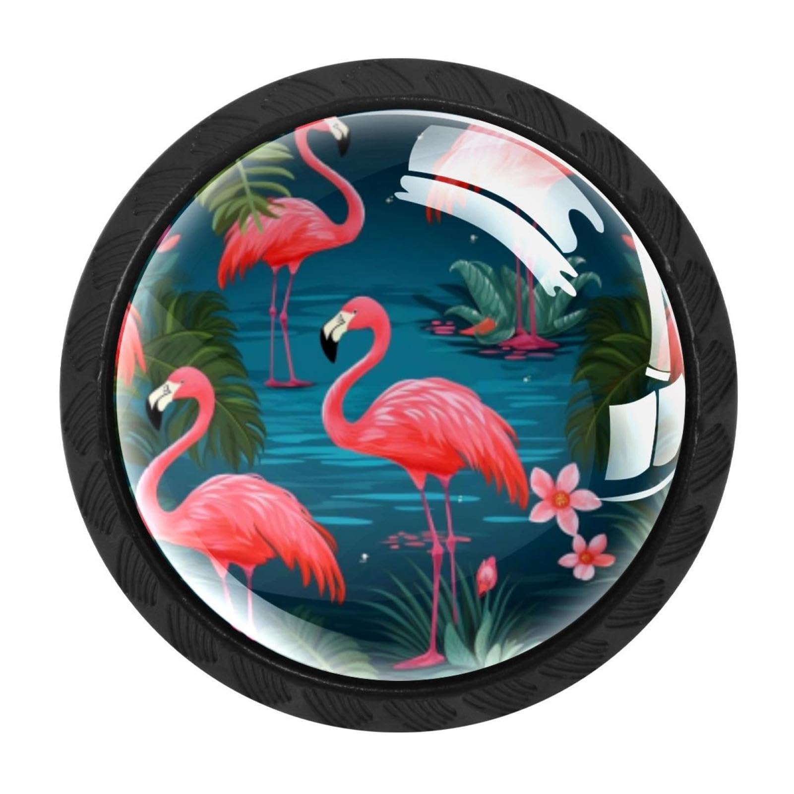 Chenzzzz Multicolored 10 4 Pack Cabinet Handles Black Flamingo Rainforest Cabinet Knobs Draw