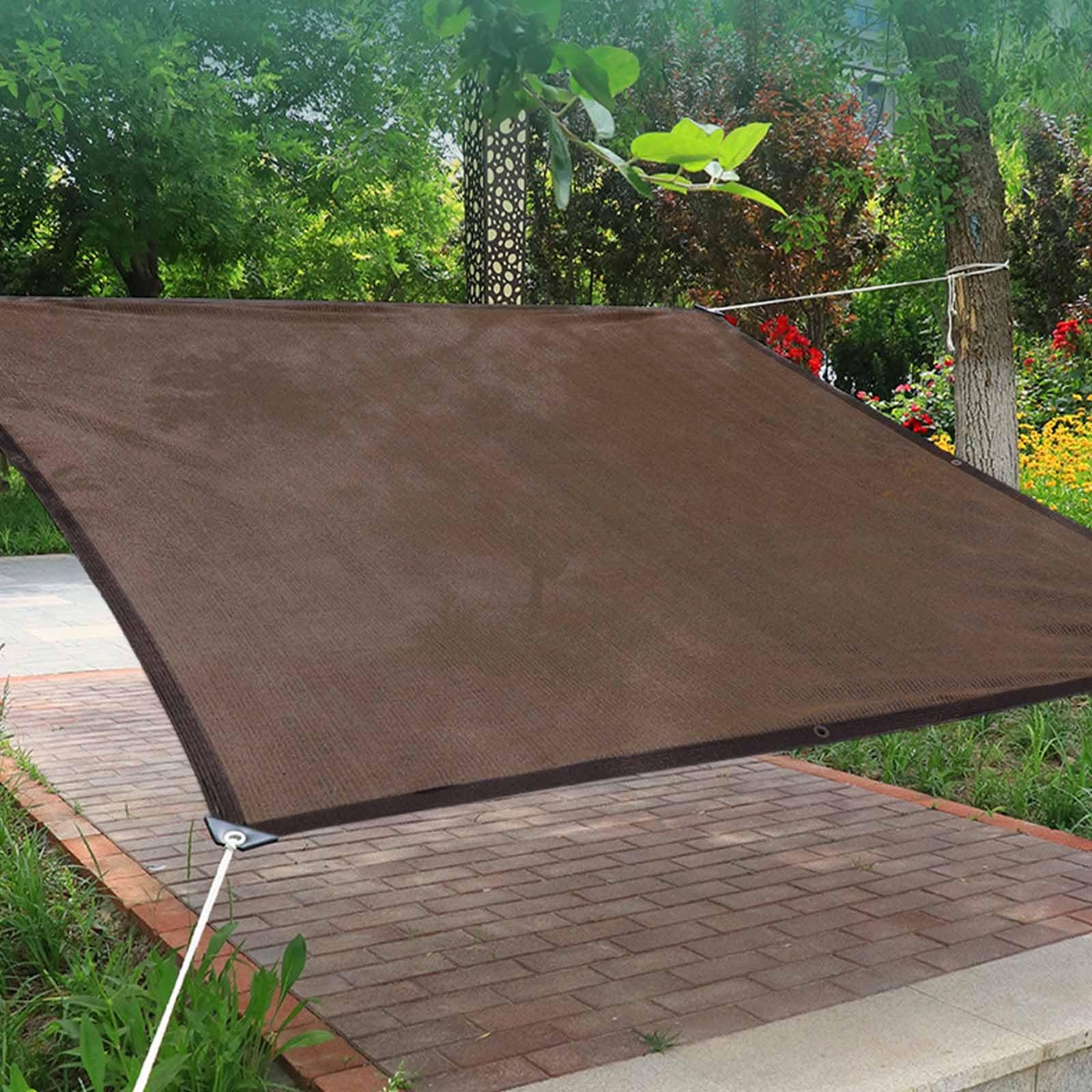 Tenda A Vela Rettangolare 4x6 4x3 4x5, Antistrappo, Tenda da Sole per Esterno, Permeabile all'Aria, Rete Ombreggiante con Occhielli, Facile Montaggio, per Giardino,Balconi,Terrazza(Curry,5x5m)