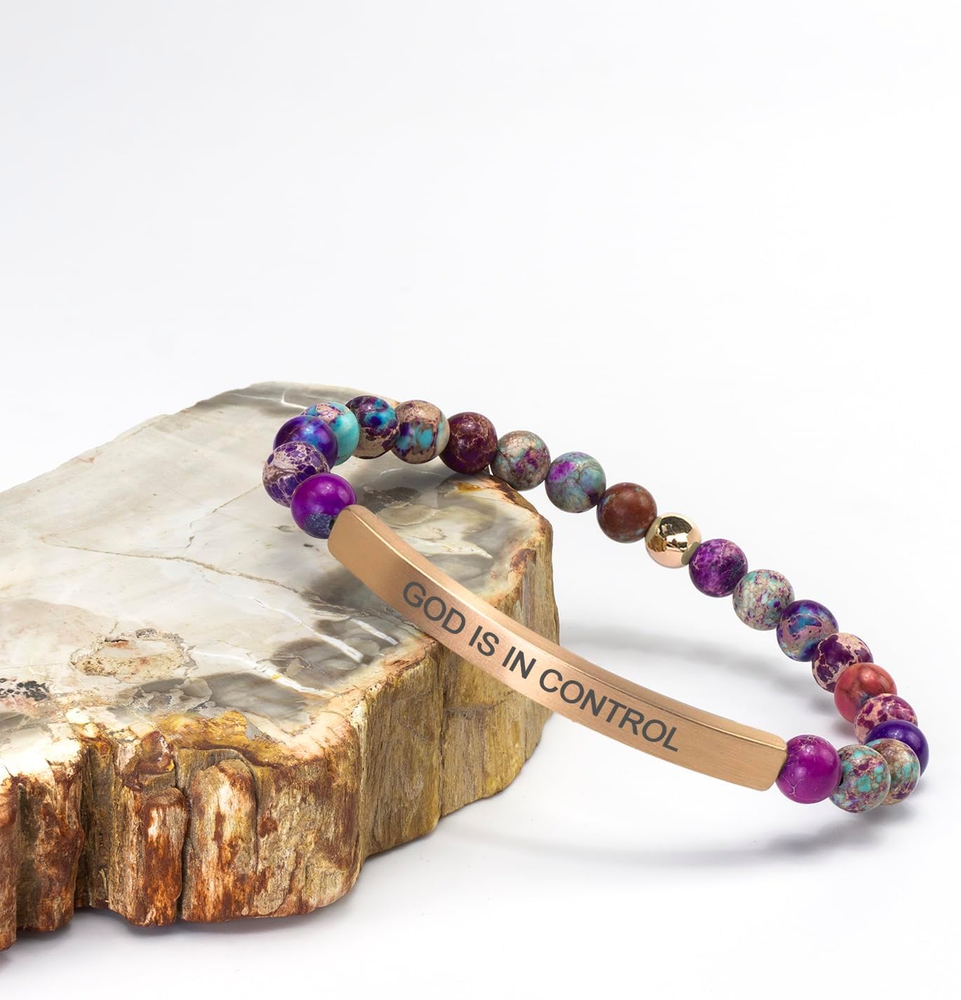 Imperial Jasper Christian Bracelet for Women, 18K Gold Plated Bible Verse Jewelry, Religious Faith Scripture Inspirational Gift, Jesus Catholic Encouragement Jewelry with Gift Box - Image 3