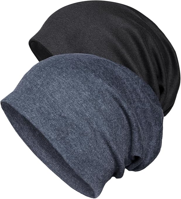 Senker Fashion Cotton Slouchy Beanie Hats, Chemo Headwear for Women Men Soft Lightweight Chemo Skull Cap Elastic Sleeping Cap