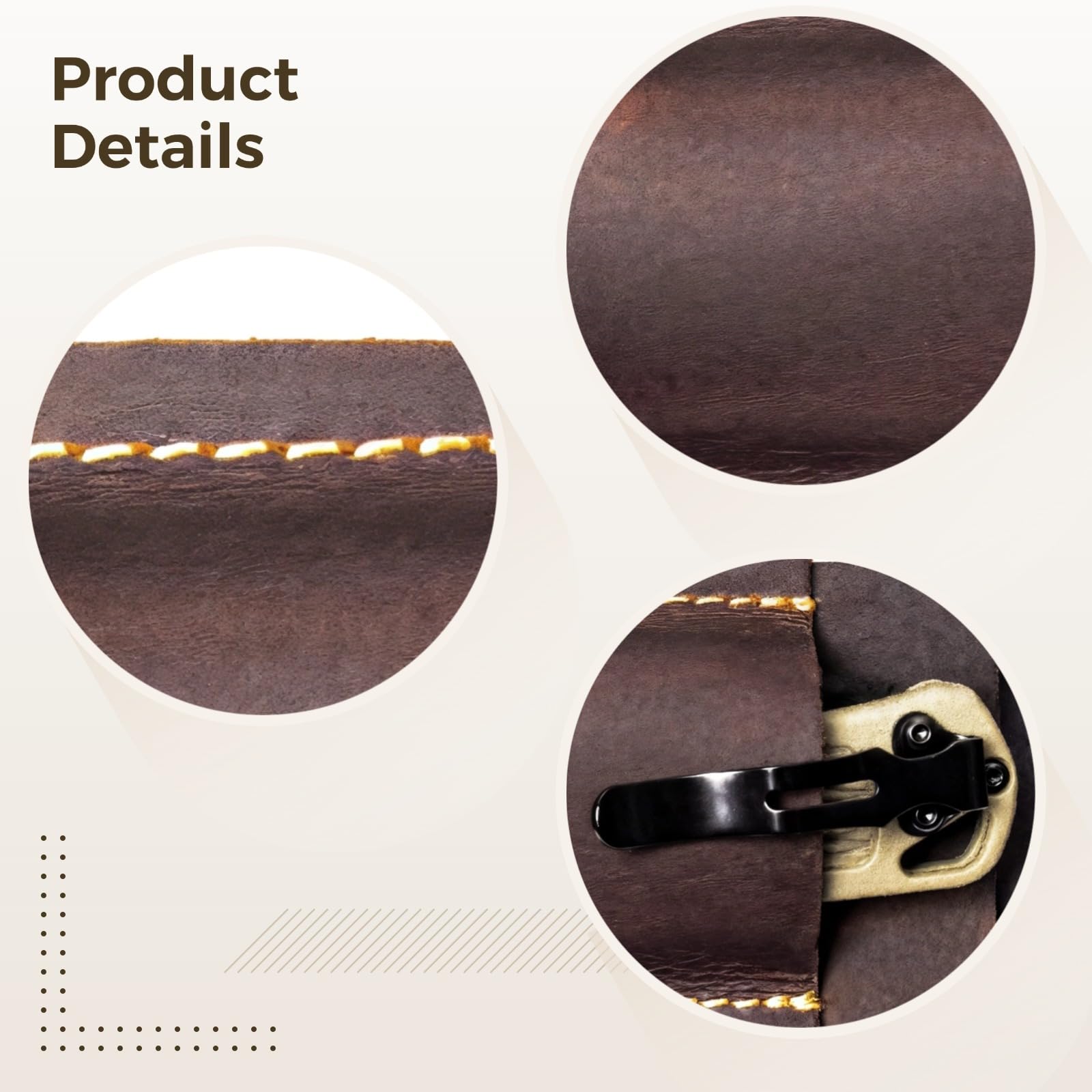 Brown Leather Folding Knife Case with Belt Loop, Handmade Multitool Pouch in Cowhide, Everyday Carry Sheath with Secure Stitching