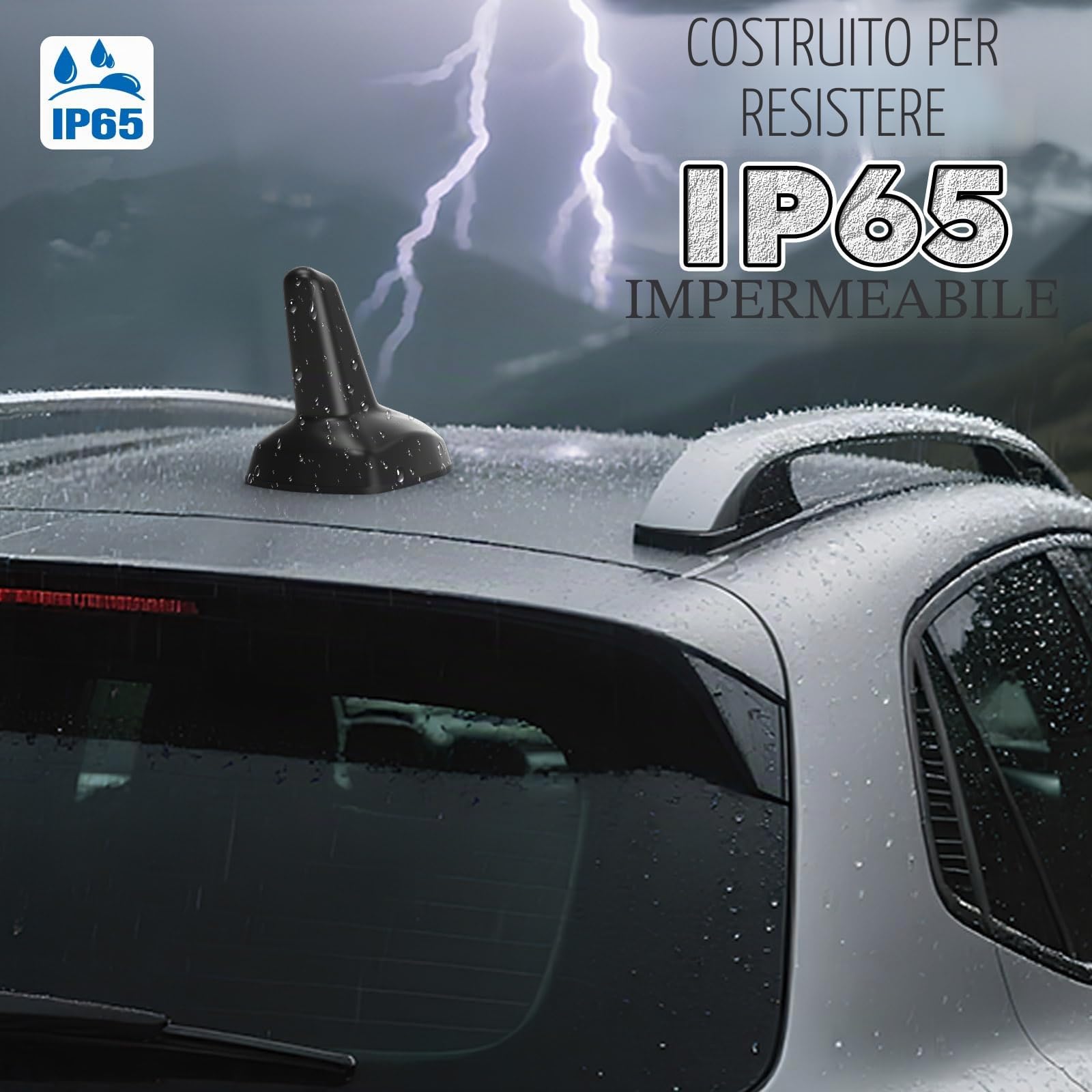 Bingfu Antenna Auto Pinna di Squalo per Autoradio FM/AM & GPS BeiDou GNSS | LNA Alto Guadagno 28dB, Impermeabile IP65, 9-16V CC - Antenna Combinata per Auto Camion Camper SUV, Nero
