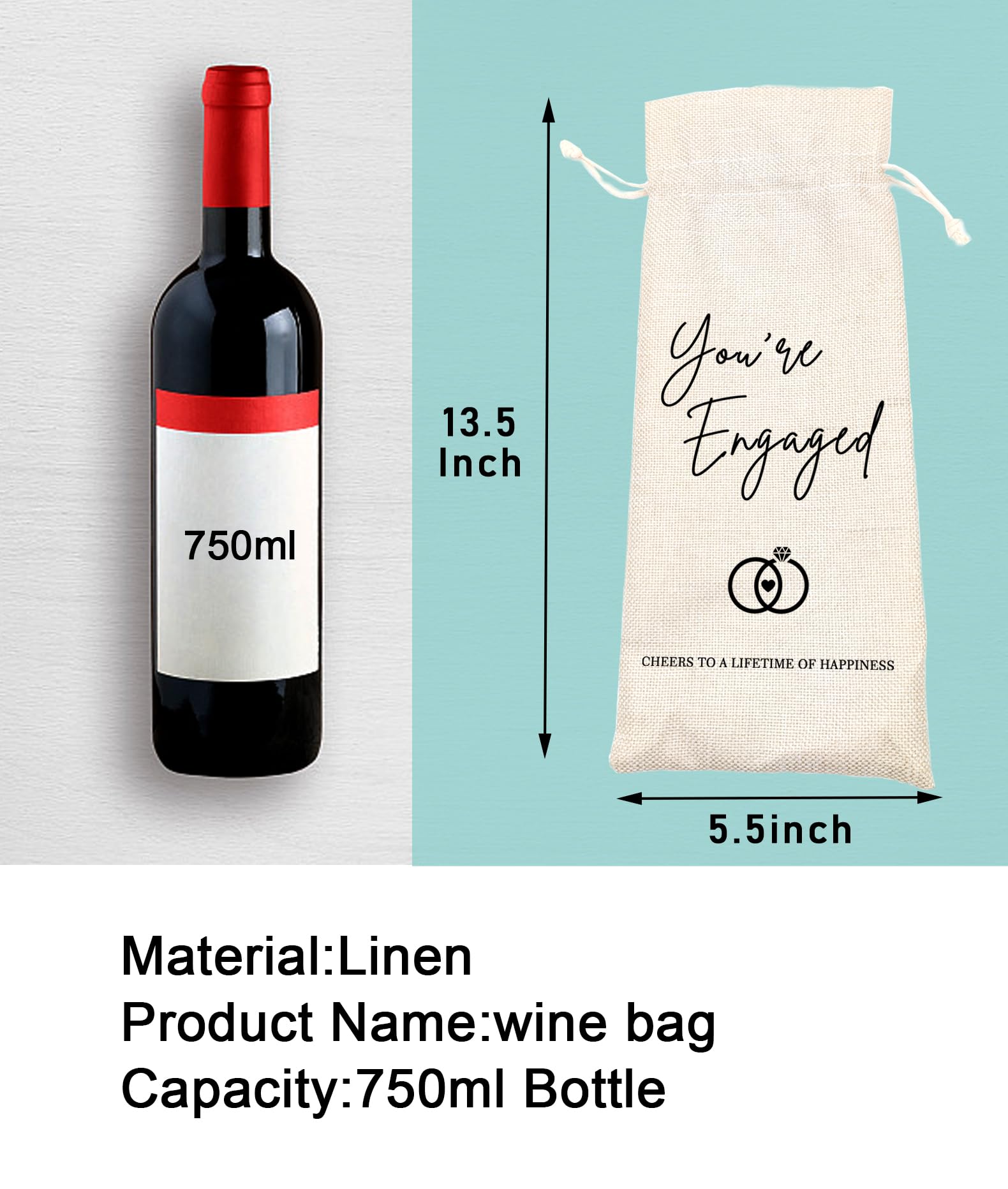 Socive Engagement Wine Bag, Personalized Engagement Wine Bag,Engagement Gift for Couples,Wedding Newlywed,Bride Gifts-You're Engaged