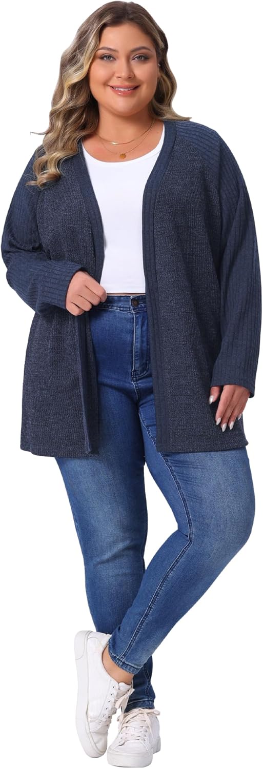 Agnes Orinda Plus Size Knit Cardigans for Women Open Front Long Sleeve Lightweight Cardigans - Image 3