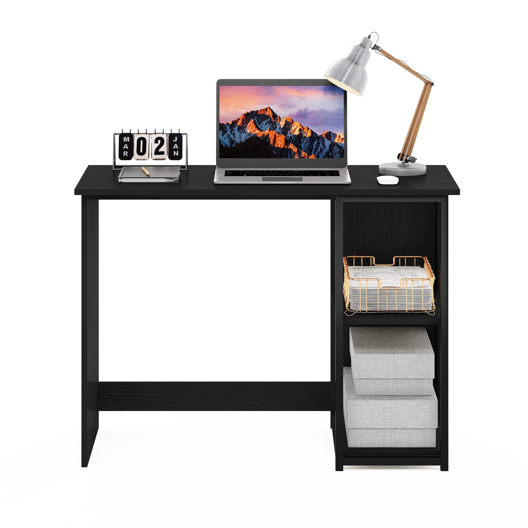 Furinno Camnus Scrivania per Computer, Engineered Wood, Americano/Nero, 74.2 (D) x 101.0 (W) x 45.0 (H) cm