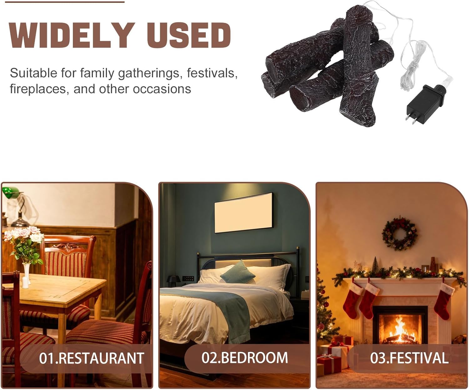 1 Set Electric Fireplace Light with Realistic Flame Effect - Decorative Indoor and Outdoor Fireplace Light - 3D Fake Fire Pit for Winter Home Decor