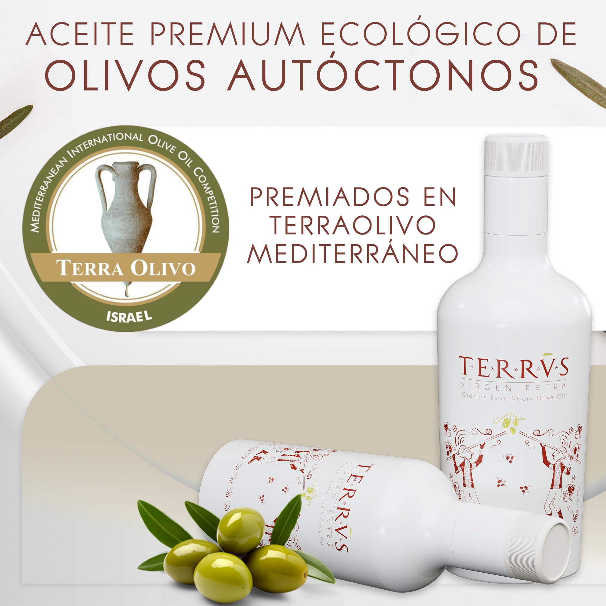 TERRVS Aceite Oliva Virgen Extra Ecológico 500ml – Aceite de Oliva Virgen de Prensado en Frío – AOVE Premium y Gourmet