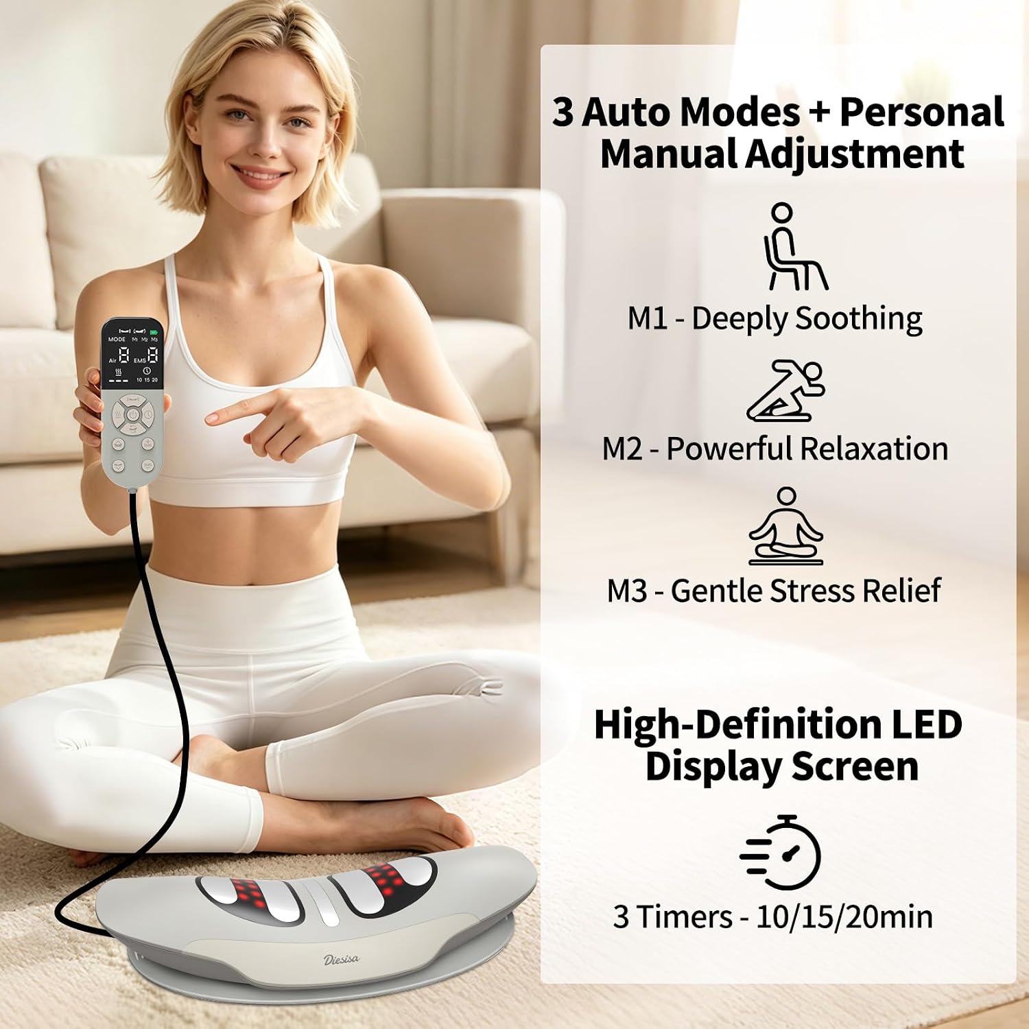 Diesisa Electric Lumbar Traction Device:Multifunctional Lower Back Massager | Dynamic Traction-Left-Right Swing-Vibration, Lumbar Massager With Heat - EMS- Rechargeable Back Pain Relief Devices -Home Use