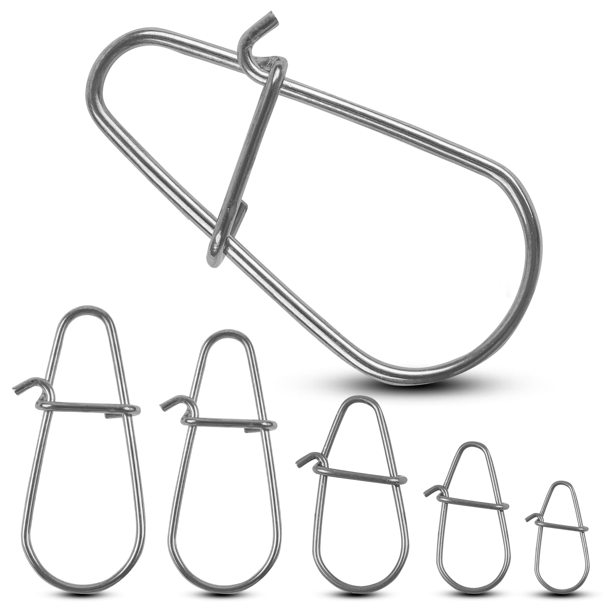 Fishing Snaps Duo Lock Snap Swivels Stainless Steel Sea Fishing Clip Quick Change Fishing Swivels Snaps Speed Clips for Lure Snap Connector Freshwater Saltwater Tackle (100pcs/box, 2#-55lb)