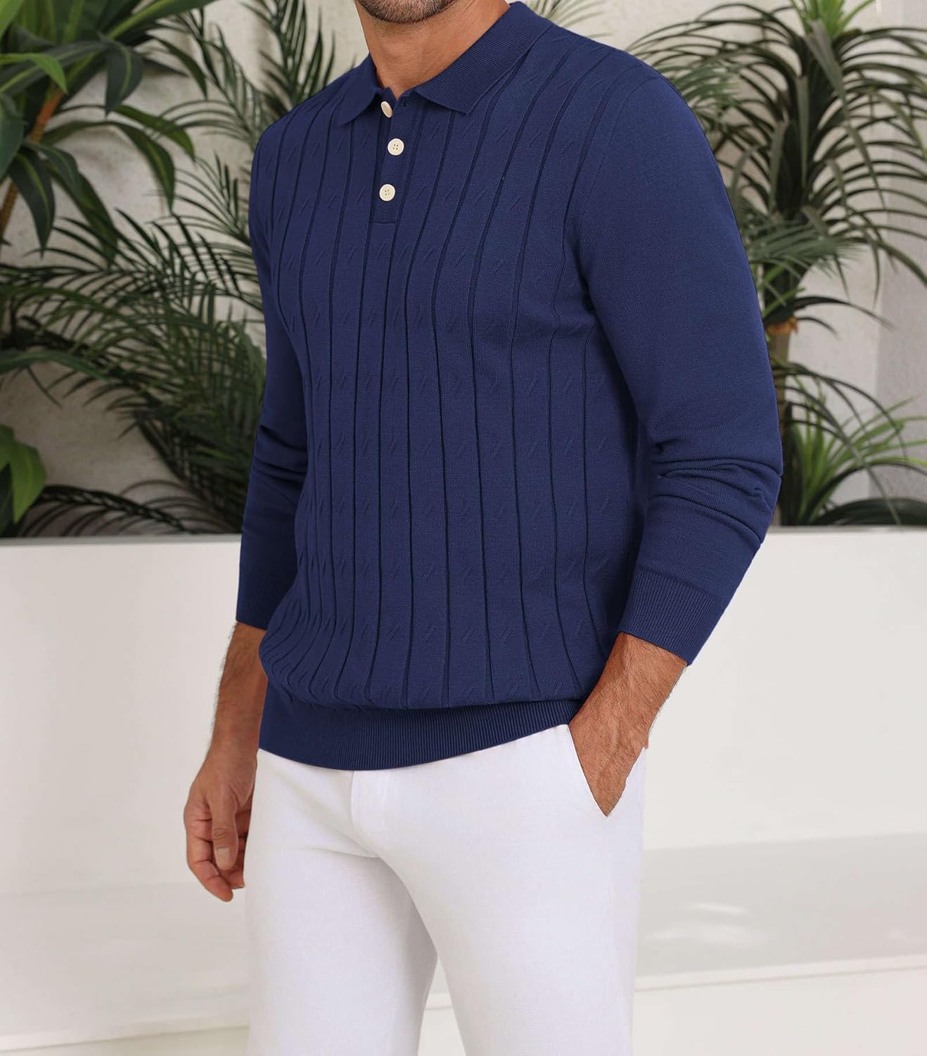 Lexiart Men's Knit Sweater Long Sleeve Textured Warm Casual - Image 5