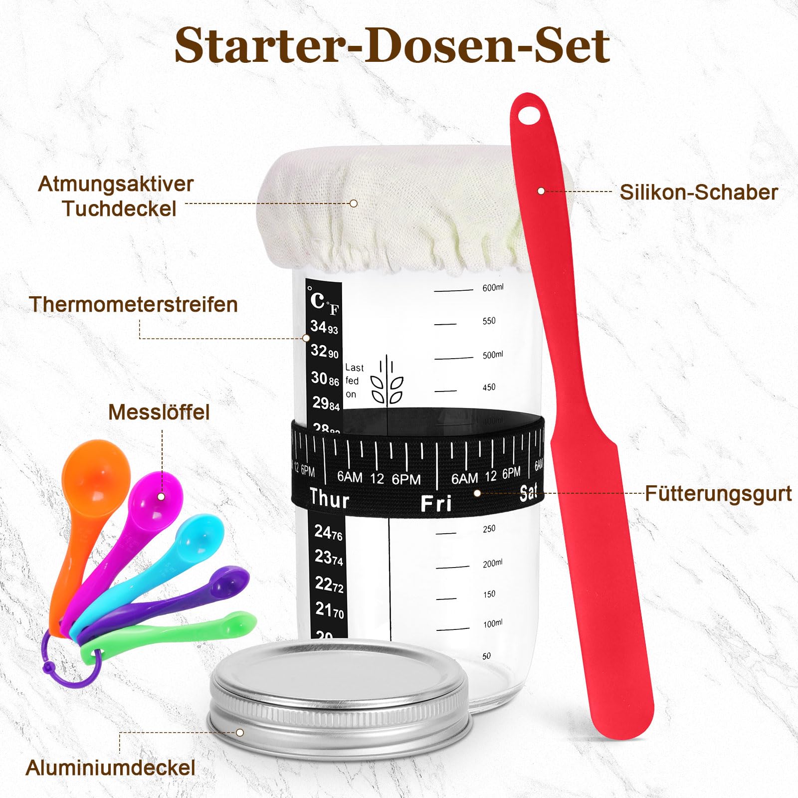 SHANNA GäRköRbchen, GäRkorb 15 Teilig, Sauerteig Starter Set, Brot Backen, GäRköRbchen Oval und Runde, Brot Backen ZubehöR, sauerteig set FüR Professionelle und HäUsliche BäCker