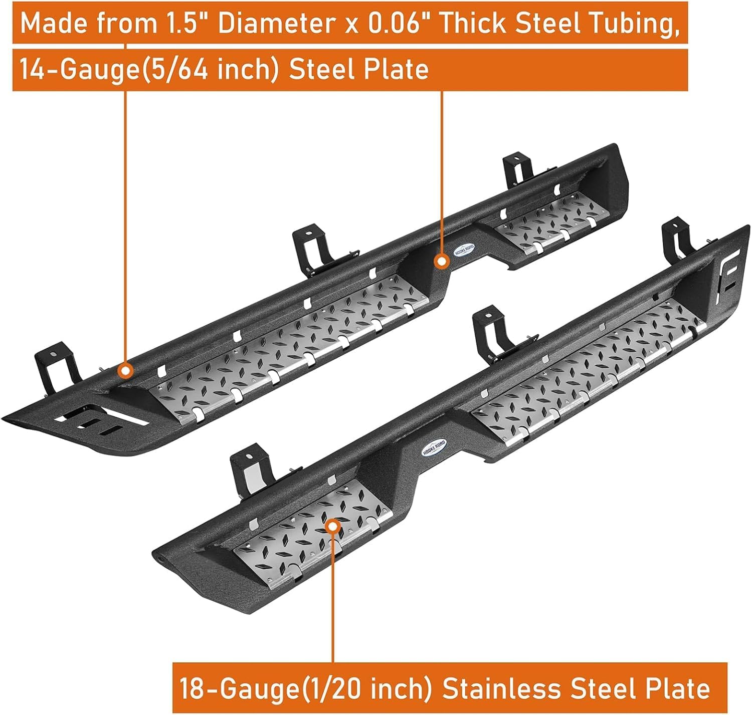 Hooke Road JLU Unlimited Running Board, Drop Side Step Bars for Jeep Wrangler JL Unlimited 2018 2019 2020 2021 2022 2023 2024 2025 2026 4-Door