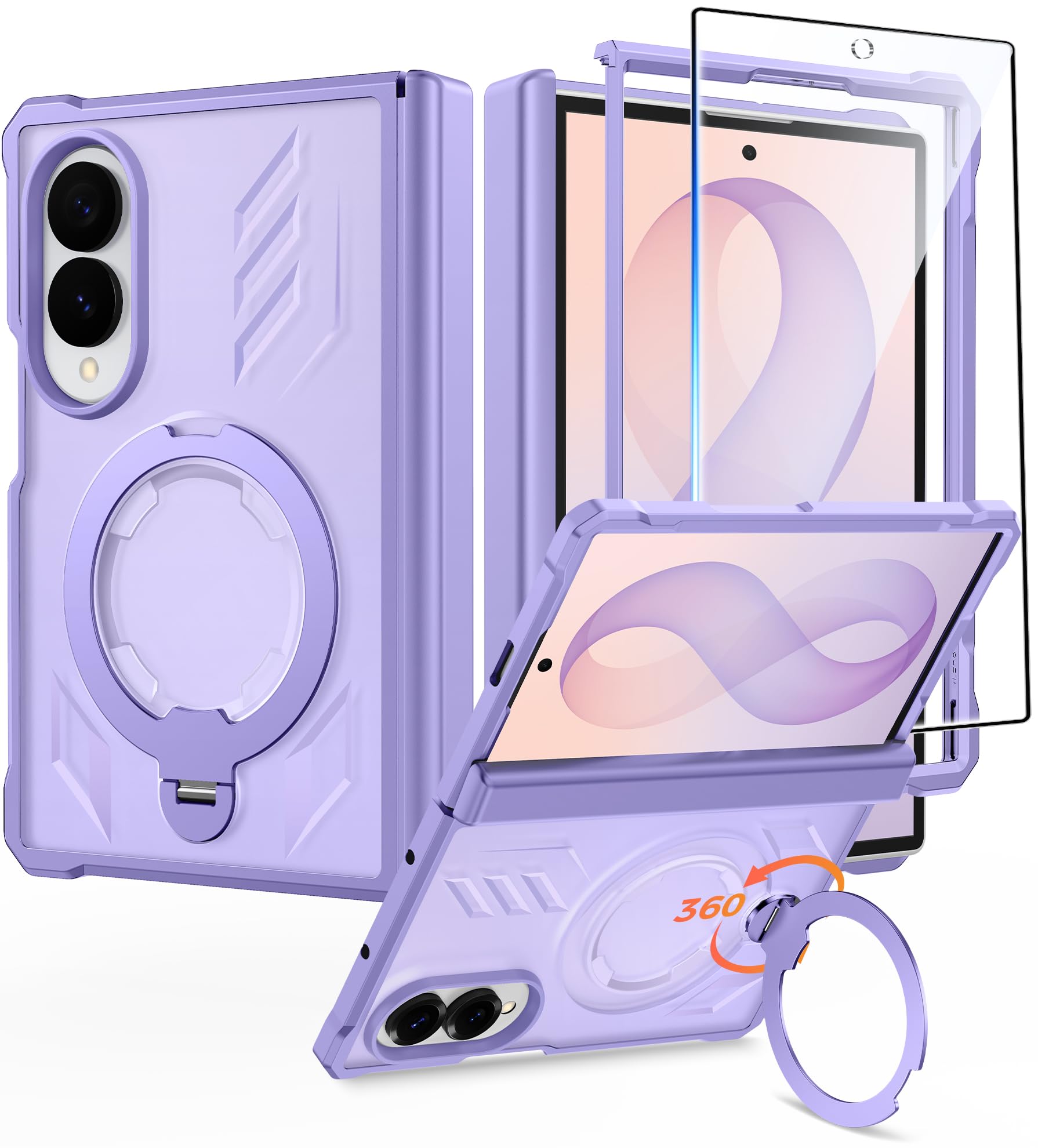 Photo 1 of FNTCASE for Samsung Galaxy Z Fold 8 Case with 360 Spin Magnetic Kickstand
