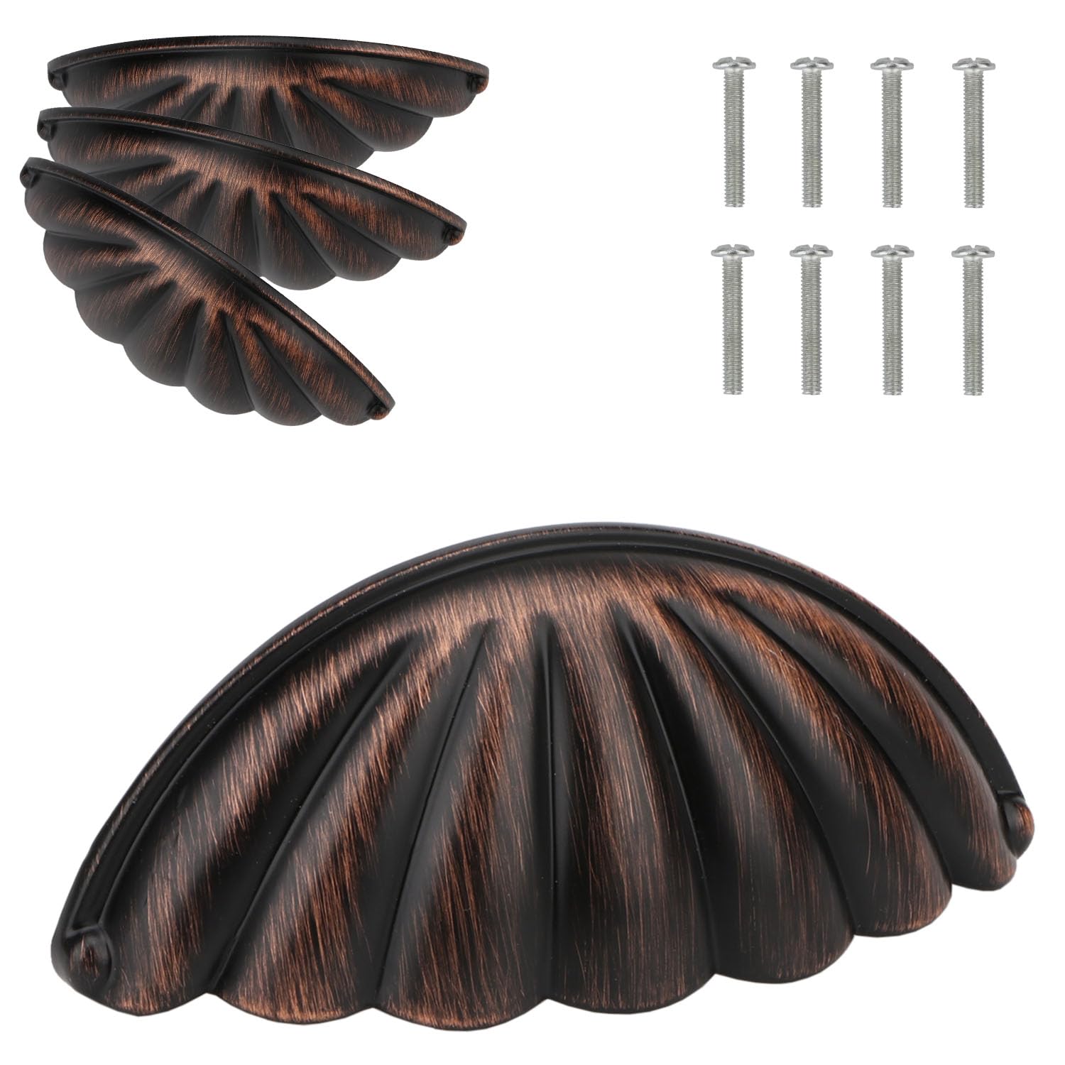 Brosay Shell Cup Handles Vintage Semi Circle Cabinet Knobs for Furniture Kitchen Cupboard Dresser Drawer Door Decorative Knob Double Hole Drawer Pulls