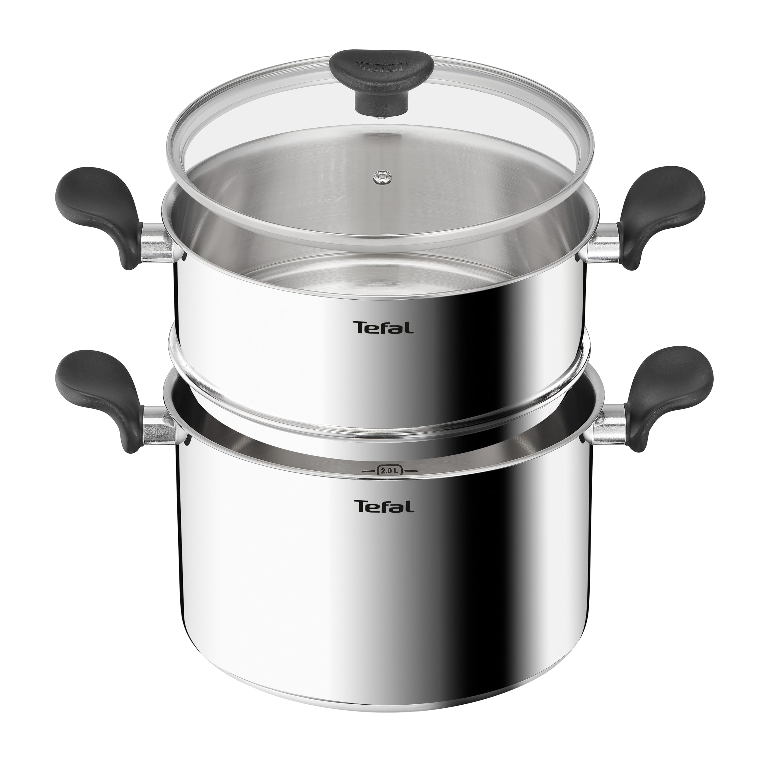 Tefal Couscoussier 24cm et panier vapeur, 4-5 personnes, Induction, panier vapeur petits trous, Couvercle en verre, 6,7L, Primary E3089504