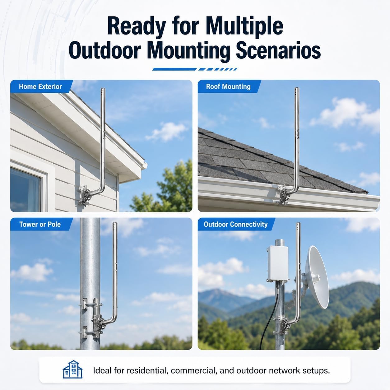 Palo antenna universale per TV, satellite, radio, antenne WiFi, Star-link (Scheggia-101cm)