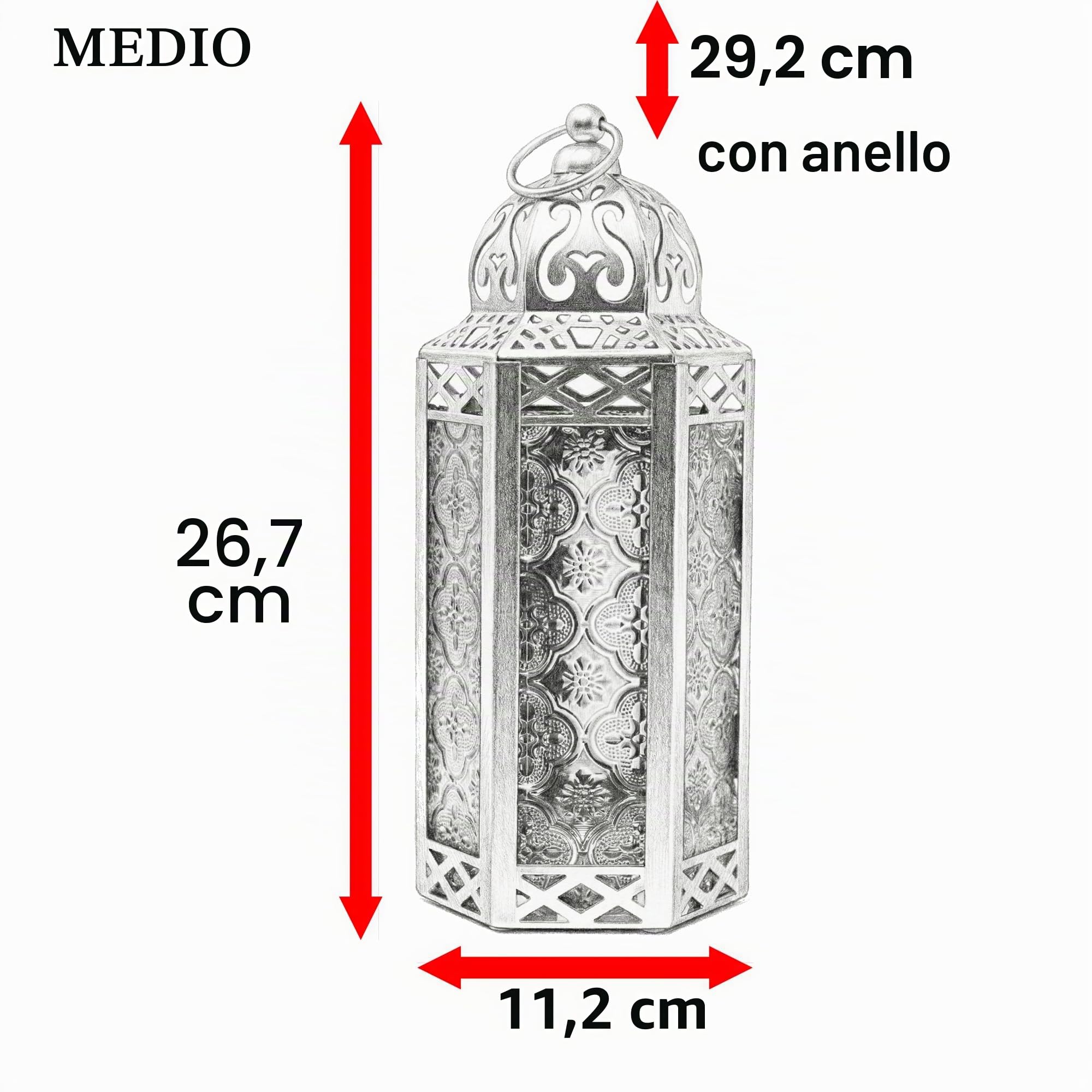 Lanterne in stile marocchino, metallo, Red, medium