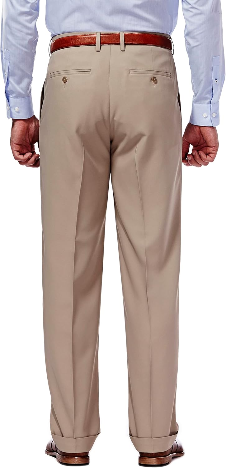 Haggar Men’s Hidden Expandable Waistband Classic Fit Pleated Front Gabardine Dress Pant - Image 3