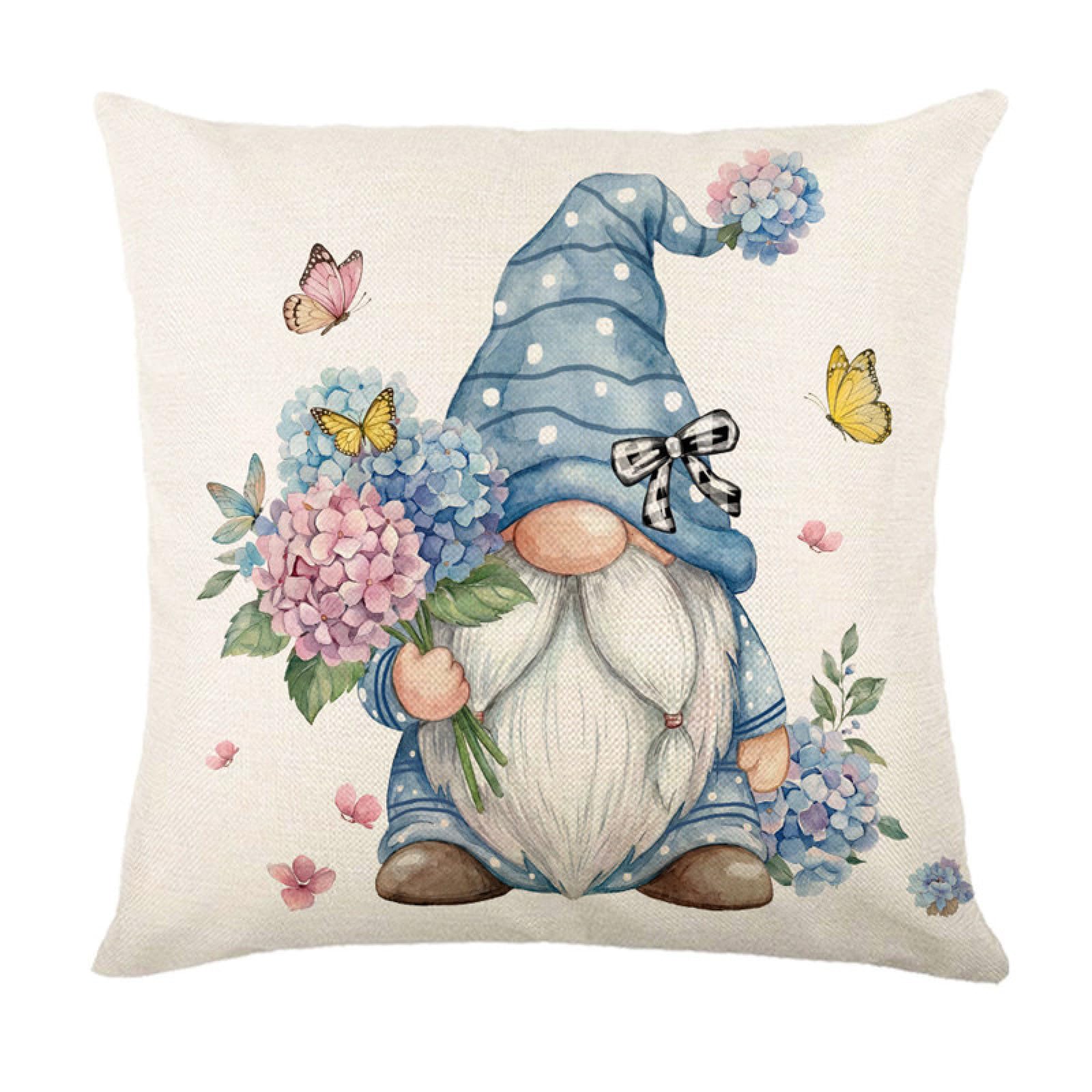 Cushion Covers 40cm x 40cm Blue Butterfly Dwarf Decorative Pillows Linen Square Sofa Bed Cushions with Invisible Zipper Throw Pillow for Living Room Outdoor Pillowcases