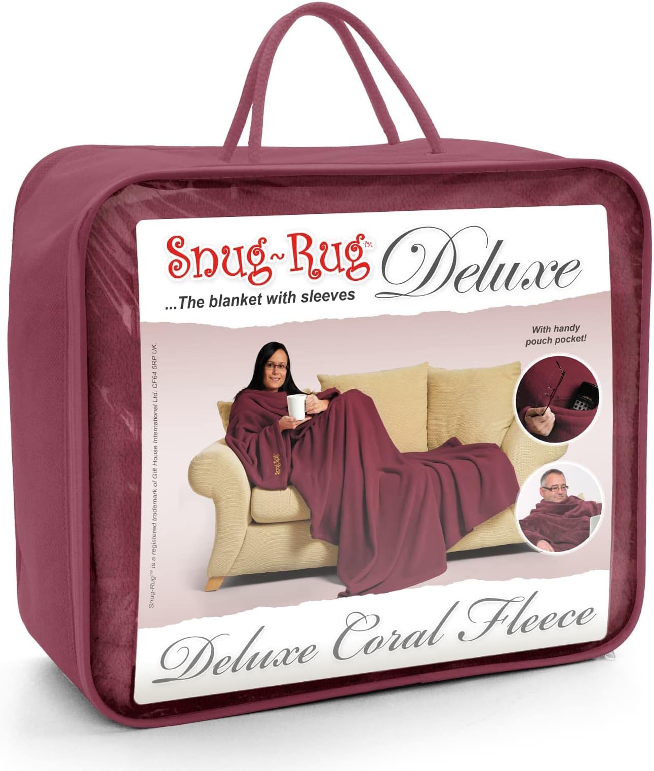 Snug-Rug Deluxe Coral Fleece Blanket with Sleeves