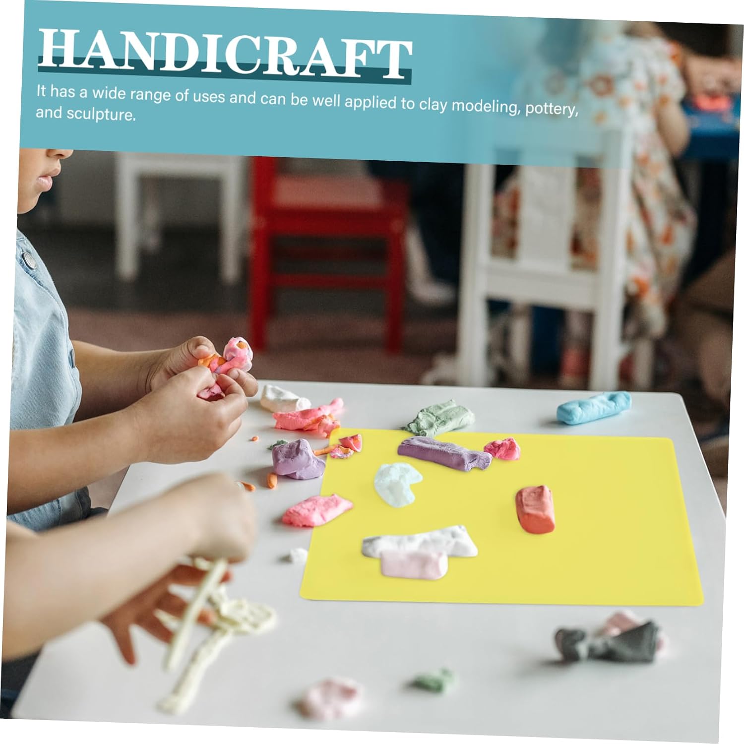 YARNOW 4pcs Beautiful Handmade and Girls Handmade Base Plasticine Clay Pad Art Trays for Boys Girls