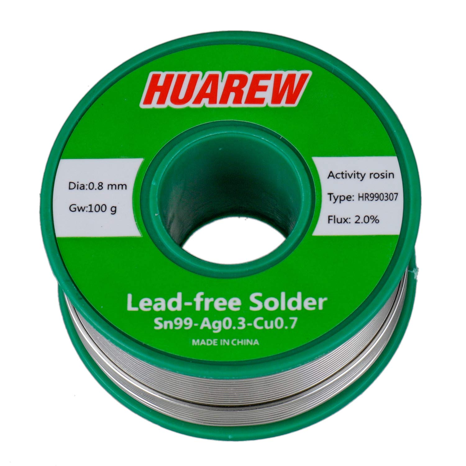 Huarew Silver Hr990307 Sn 99-Ag 0.3-Cu 0.7 Lead-Free Solder Wire With Rosin Core (0.8Mm, 100G)