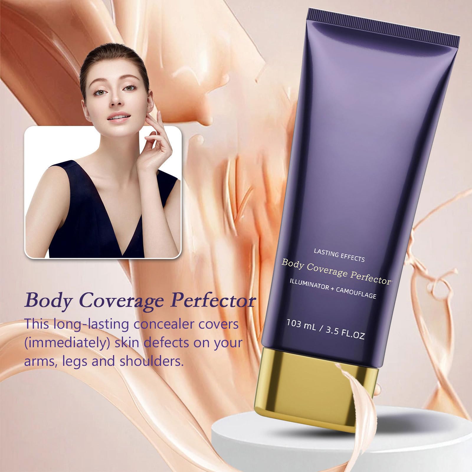 Body Coverage Perfector, Waterproof & Flawless Body Makeup, Body Scar Cover up - Tattoo Cover Up Makeup - Easy Application, Radiant Glow, Evens Skin Tone - 3.5Oz (Bronze Radiance)